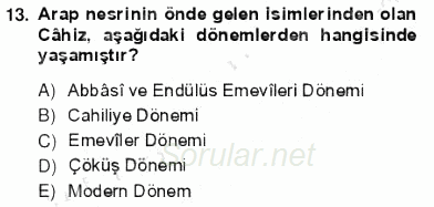 VIII-XIII. Yüzyıllar Türk Edebiyatı 2012 - 2013 Ara Sınavı 13.Soru