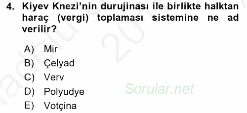 Rusya Tarihi 2016 - 2017 Ara Sınavı 4.Soru