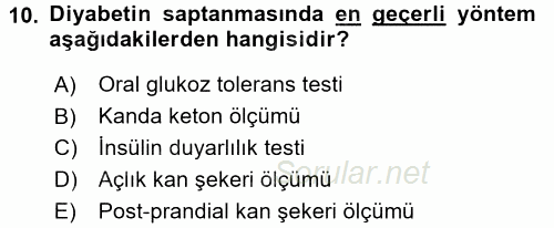 Yaşlılarda Görülebilecek Sorunlar Ve Bakım Hizmetleri 2017 - 2018 Dönem Sonu Sınavı 10.Soru