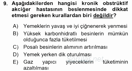 Yaşlılarda Görülebilecek Sorunlar Ve Bakım Hizmetleri 2017 - 2018 Dönem Sonu Sınavı 9.Soru