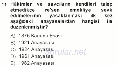 Anayasa 2 2012 - 2013 Dönem Sonu Sınavı 11.Soru