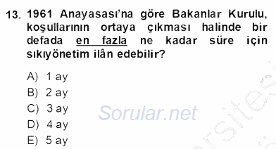 Anayasa 2 2012 - 2013 Dönem Sonu Sınavı 13.Soru