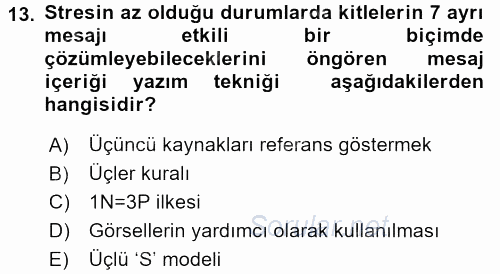 Kriz İletişimi Ve Yönetimi 2015 - 2016 Tek Ders Sınavı 13.Soru