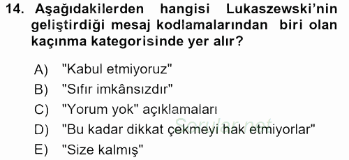 Kriz İletişimi Ve Yönetimi 2015 - 2016 Tek Ders Sınavı 14.Soru