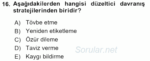 Kriz İletişimi Ve Yönetimi 2015 - 2016 Tek Ders Sınavı 16.Soru