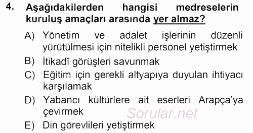 Din Eğitimi Ve Din Hizmetlerinde Rehberlik 2012 - 2013 Dönem Sonu Sınavı 4.Soru