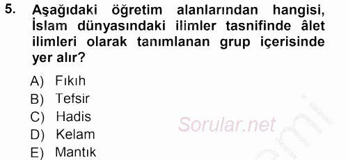 Din Eğitimi Ve Din Hizmetlerinde Rehberlik 2012 - 2013 Dönem Sonu Sınavı 5.Soru