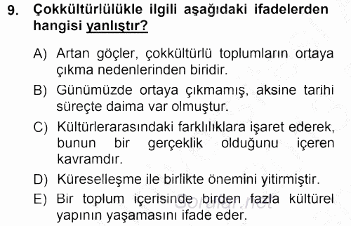 Din Eğitimi Ve Din Hizmetlerinde Rehberlik 2012 - 2013 Dönem Sonu Sınavı 9.Soru