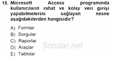 Bilgisayar 1 2012 - 2013 Dönem Sonu Sınavı 15.Soru