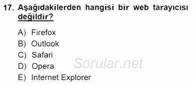 Bilgisayar 1 2012 - 2013 Dönem Sonu Sınavı 17.Soru