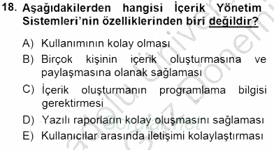 Bilgisayar 1 2012 - 2013 Dönem Sonu Sınavı 18.Soru