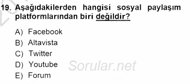 Bilgisayar 1 2012 - 2013 Dönem Sonu Sınavı 19.Soru