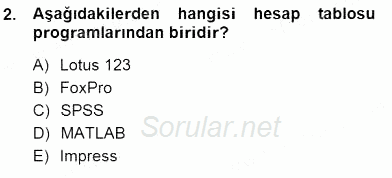 Bilgisayar 1 2012 - 2013 Dönem Sonu Sınavı 2.Soru