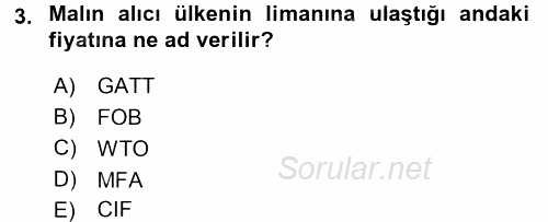 Uluslararası İktisat Politikası 2016 - 2017 Dönem Sonu Sınavı 3.Soru