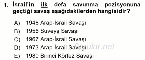 Orta Doğuda Siyaset 2017 - 2018 Dönem Sonu Sınavı 1.Soru