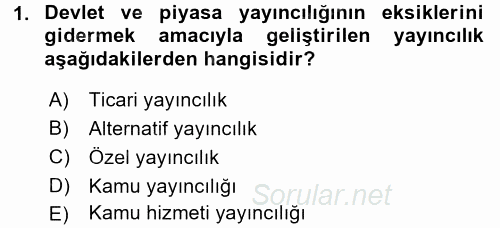 Medya Siyaset Kültür 2016 - 2017 Dönem Sonu Sınavı 1.Soru