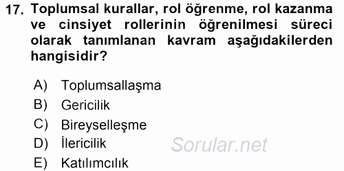 Medya Siyaset Kültür 2016 - 2017 Dönem Sonu Sınavı 17.Soru