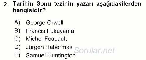 Medya Siyaset Kültür 2016 - 2017 Dönem Sonu Sınavı 2.Soru