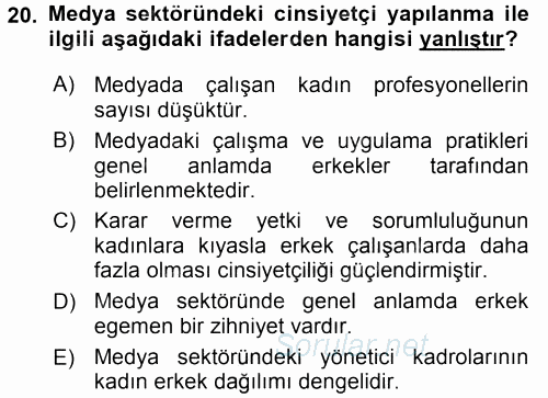 Medya Siyaset Kültür 2016 - 2017 Dönem Sonu Sınavı 20.Soru