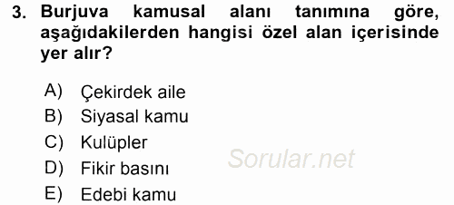 Medya Siyaset Kültür 2016 - 2017 Dönem Sonu Sınavı 3.Soru