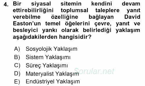 Medya Siyaset Kültür 2016 - 2017 Dönem Sonu Sınavı 4.Soru