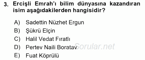 Türk Halk Şiiri 2016 - 2017 3 Ders Sınavı 3.Soru