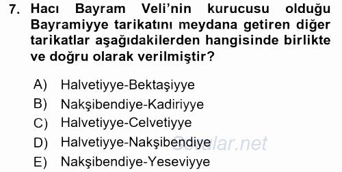 Türk Halk Şiiri 2016 - 2017 3 Ders Sınavı 7.Soru