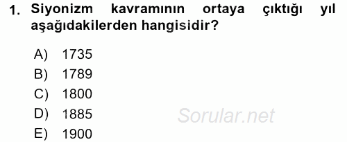 Modern Ortadoğu Tarihi 2015 - 2016 Dönem Sonu Sınavı 1.Soru
