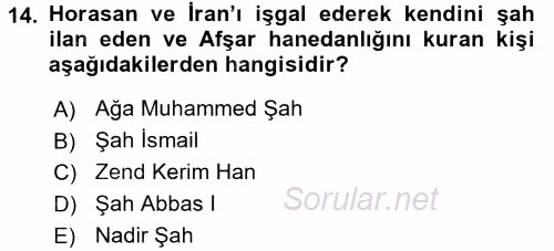 Modern Ortadoğu Tarihi 2015 - 2016 Dönem Sonu Sınavı 14.Soru