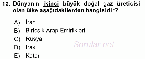 Modern Ortadoğu Tarihi 2015 - 2016 Dönem Sonu Sınavı 19.Soru
