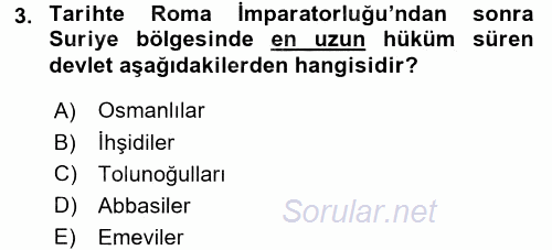 Modern Ortadoğu Tarihi 2015 - 2016 Dönem Sonu Sınavı 3.Soru