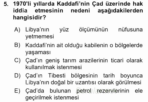 Modern Ortadoğu Tarihi 2015 - 2016 Dönem Sonu Sınavı 5.Soru