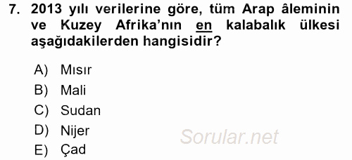 Modern Ortadoğu Tarihi 2015 - 2016 Dönem Sonu Sınavı 7.Soru