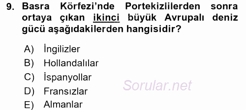 Modern Ortadoğu Tarihi 2015 - 2016 Dönem Sonu Sınavı 9.Soru