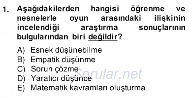 Çocukta Oyun Gelişimi 2013 - 2014 Ara Sınavı 1.Soru