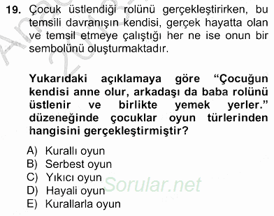 Çocukta Oyun Gelişimi 2013 - 2014 Ara Sınavı 19.Soru