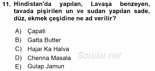 Dünya Mutfakları 2 2017 - 2018 Ara Sınavı 11.Soru