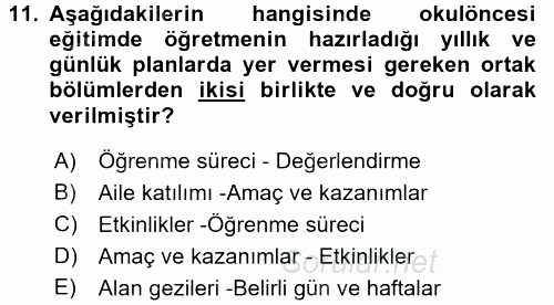 Özel Öğretim Yöntemleri 1 2016 - 2017 3 Ders Sınavı 11.Soru