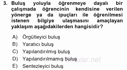 Özel Öğretim Yöntemleri 1 2016 - 2017 3 Ders Sınavı 3.Soru