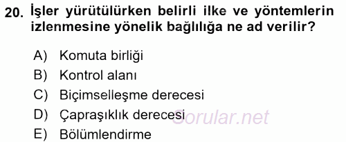Perakende Yönetimi 2015 - 2016 Tek Ders Sınavı 20.Soru