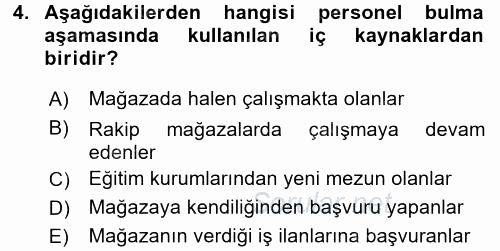 Perakende Yönetimi 2015 - 2016 Tek Ders Sınavı 4.Soru