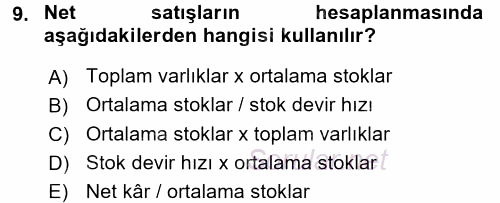 Perakende Yönetimi 2015 - 2016 Tek Ders Sınavı 9.Soru
