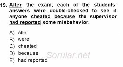 Pedagojik Gramer 2 2014 - 2015 Ara Sınavı 19.Soru