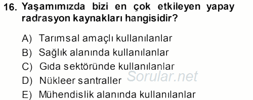 Hücre Kimyası 2013 - 2014 Ara Sınavı 16.Soru