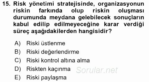 Rekreasyon Yönetimi 2017 - 2018 3 Ders Sınavı 15.Soru