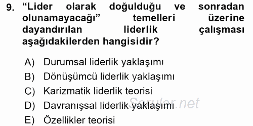 Rekreasyon Yönetimi 2017 - 2018 3 Ders Sınavı 9.Soru