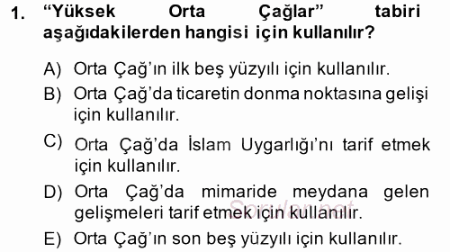 Siyasi Tarih 1 2013 - 2014 Ara Sınavı 1.Soru