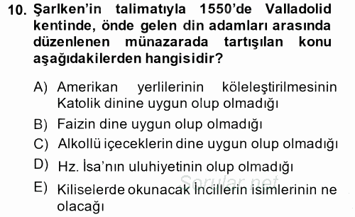 Siyasi Tarih 1 2013 - 2014 Ara Sınavı 10.Soru