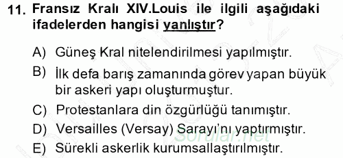 Siyasi Tarih 1 2013 - 2014 Ara Sınavı 11.Soru