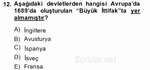 Siyasi Tarih 1 2013 - 2014 Ara Sınavı 12.Soru